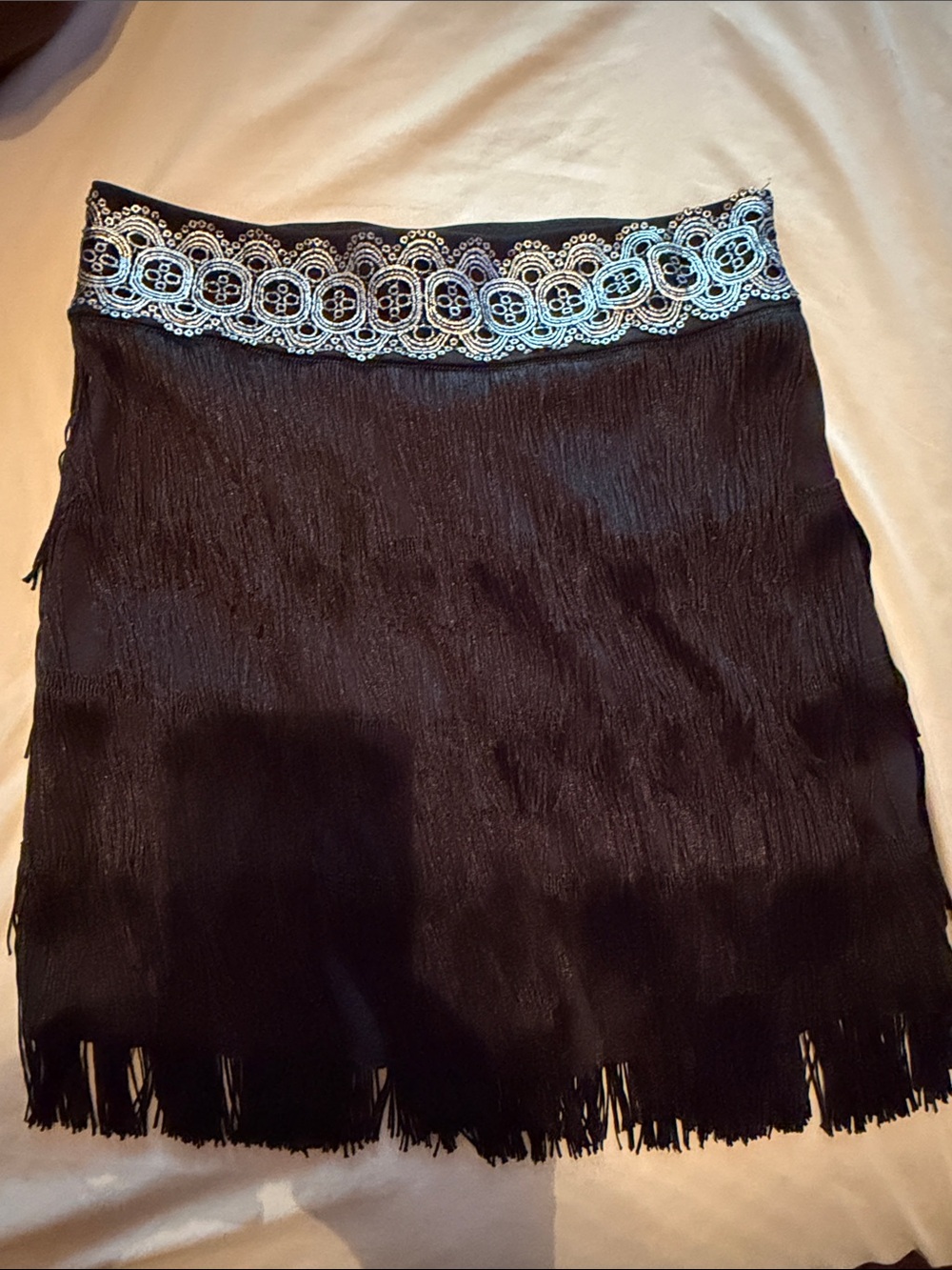 Spirit Black Mini Skirt with Embroidered Silver Waistband Halloween